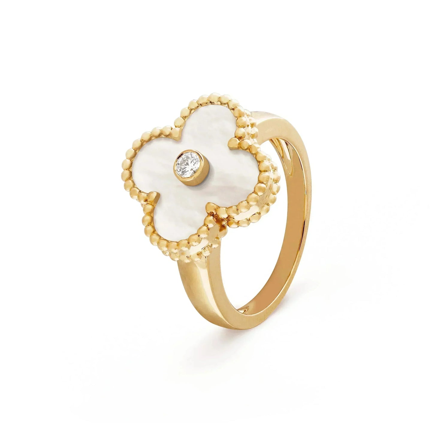 [Amore]CLOVER PINK MOP RING GOLD DIAMOND