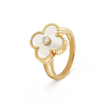 [Amore]CLOVER PINK MOP RING GOLD DIAMOND