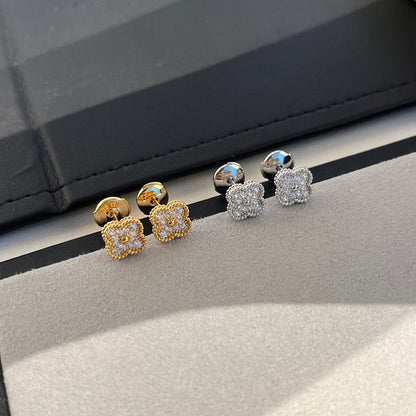 [Amore]CLOVER MINI DIAMOND STUD EARRINGS